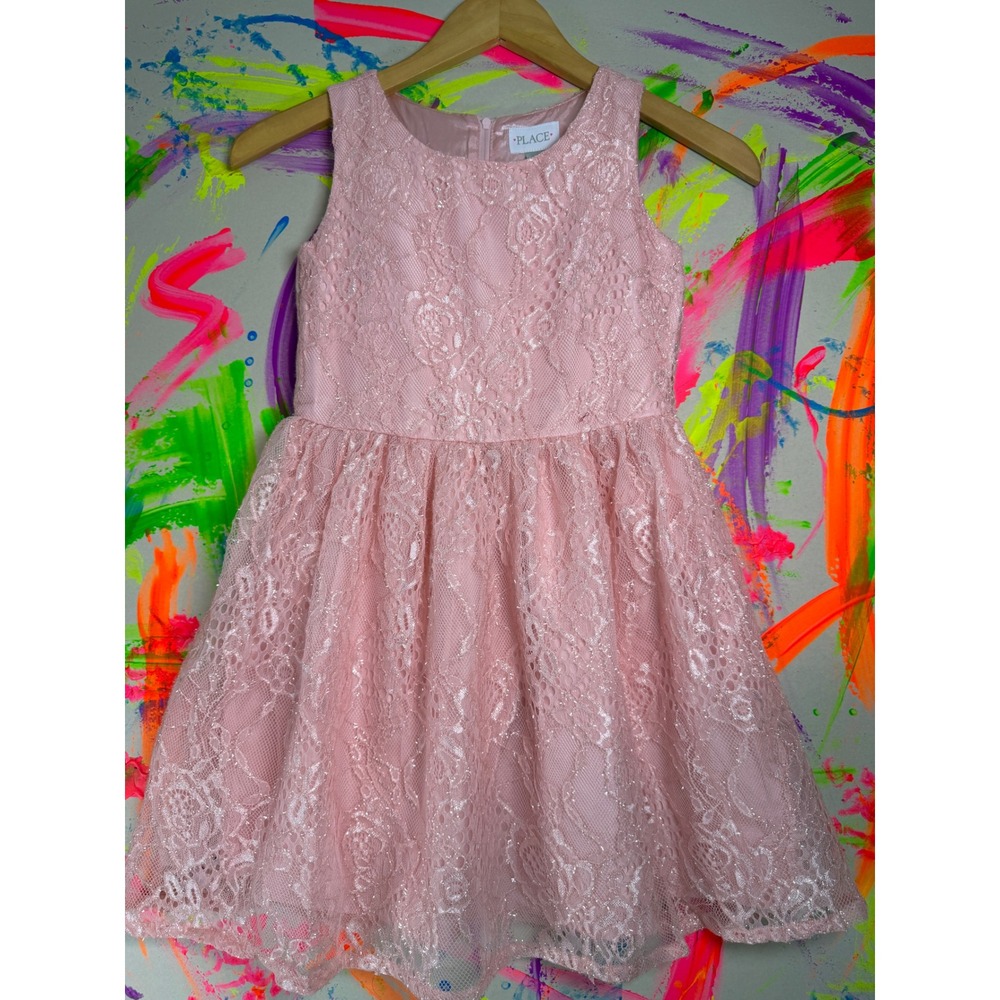 Children's Place Pink shimmer Lace Dress size 8